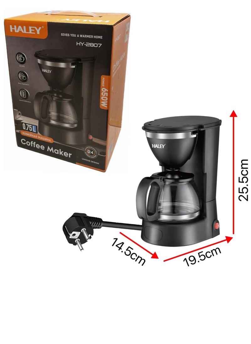 Haley Electric Drip Coffee Maker 750ml – 6-Cup Glass Carafe, 650W, Keep Warm Function, 2-Year Warranty  - Image 5