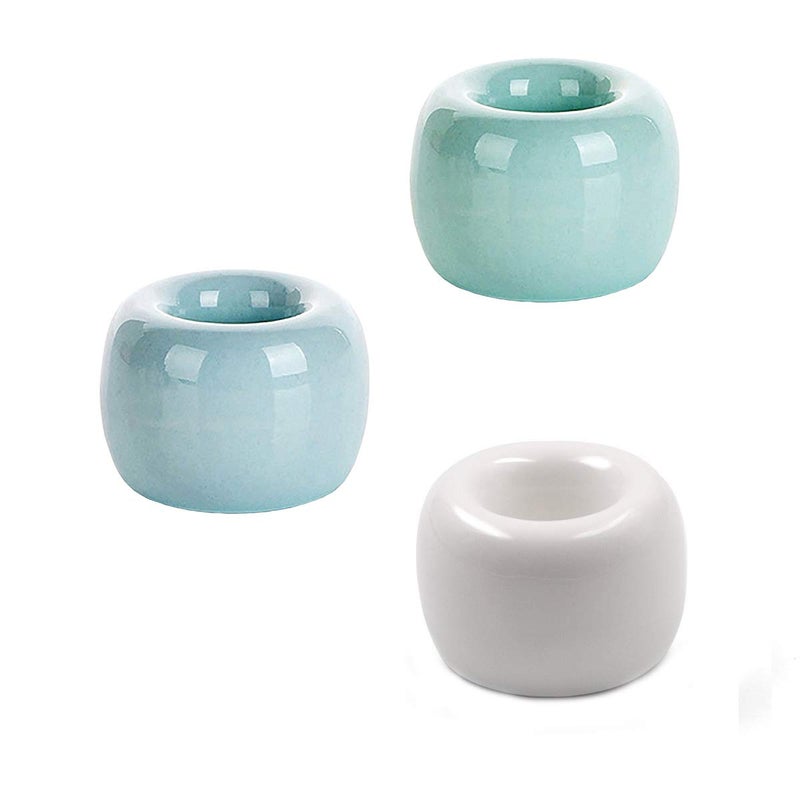 Set of 3 Pcs Mini Ceramic Toothbrush Holder StandPen Stand RingsStorage Organizer for Bathroom Countertop