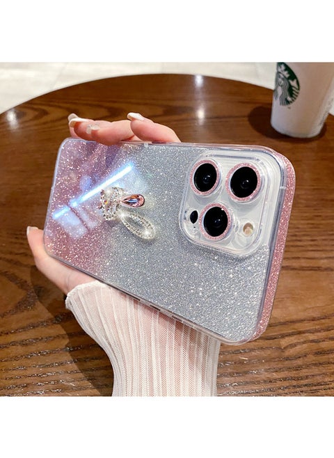 Suitable For Iphone 16promax Mobile Phone Case Female Ip13 Diamond Rabbit 12promax Gradient Glitter 15-Color:Gradient Powder + Long Ear Rabbit-Applicable Model:For Apples 15