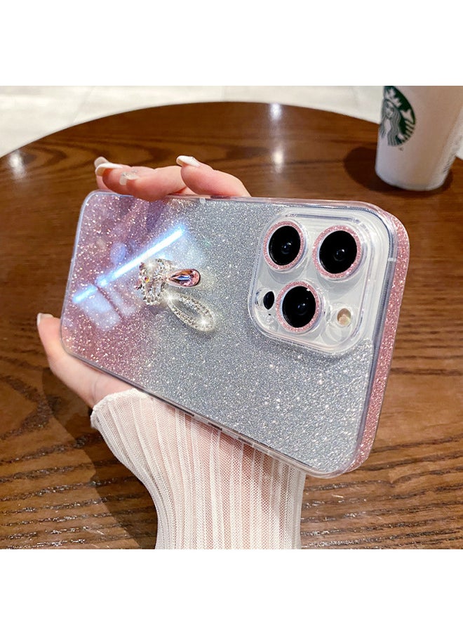 Generic - Suitable For Iphone 16promax Mobile Phone Case Female Ip13 Diamond Rabbit 12promax Gradient Glitter 15-Color:Gradient Powder + Long Ear Rabbit-Applicable Model:For Apples 15 - Image 1
