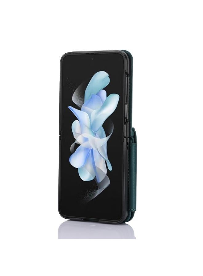S-TOP Case For Samsung Galaxy Z Flip4 Zipper Card Slots Folding RFID Phone Case with Long Lanyard - Image 3