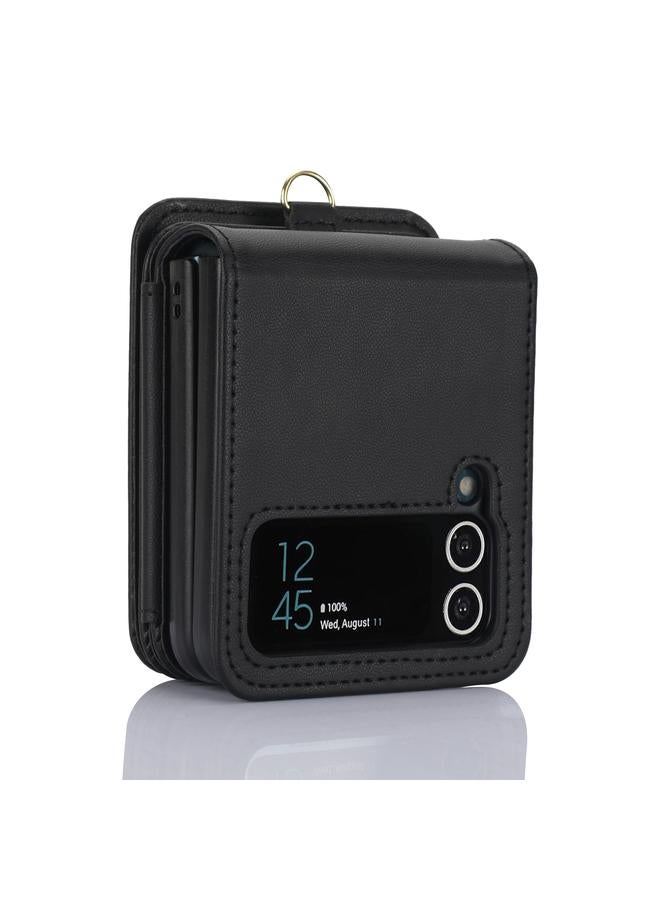 S-TOP Case For Samsung Galaxy Z Flip4 Zipper Card Slots Folding RFID Phone Case with Long Lanyard - Image 4