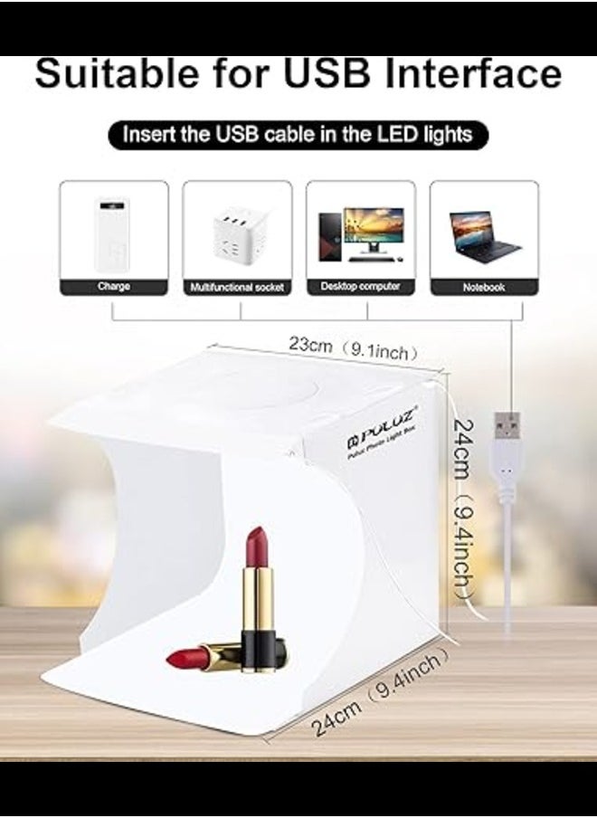 Generic POLOZ Light Box 7.8’/20CM Folding Photo Box for Small Product Suitable for Business selling Items Online with USB Cable 40 Lamp Beads 6 Colors Backdrops  - Image 4