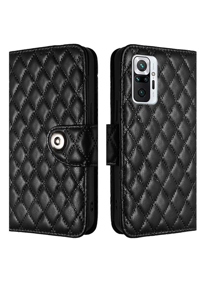 S-TOP Case For Redmi Note 10 Pro India Rhombic Texture Flip Leather Phone Case with Lanyard - Image 2