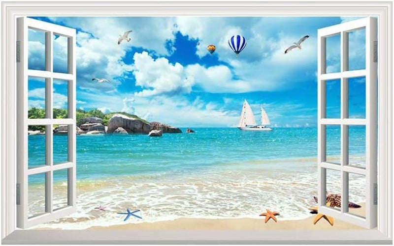 BPA 3D Fake Window Scenery Wall Sticker - Image 1