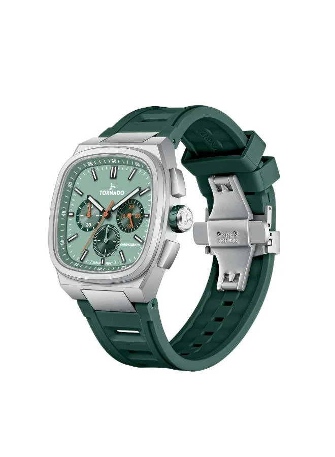 تورنيدو Men's Rubber Strap Chronograph Watch T26102-SRGG - 42mm mm