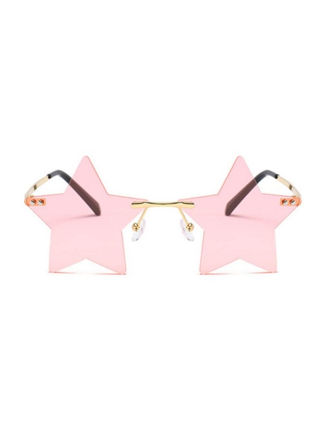 ENTHYI - Rimless Star Shape Sunglasses Personality Sun Glasses For Womenmen Party Glasses Personality Pentagram Eyewears (Pink) - Image 1