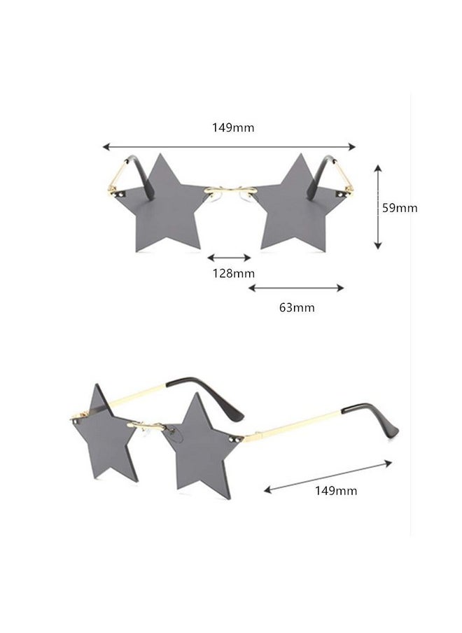 ENTHYI - Rimless Star Shape Sunglasses Personality Sun Glasses For Womenmen Party Glasses Personality Pentagram Eyewears (Pink) - Image 1