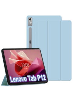 Case Compatible with Lenovo Tab P12 (12.7 Inch) 2023 Tablet Slim Tri-fold Stand Soft TPU Back Shell Auto Wake/Sleep Anti-Drop Cover