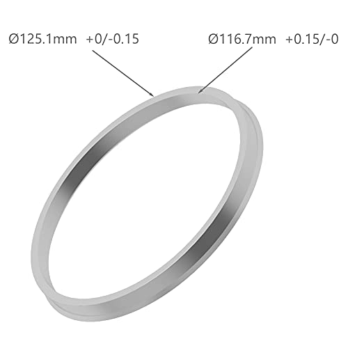 WHEEL CONNECT Hub Centric Rings, 125.1 (125.2) to 116.7 (117) Set of 4, Aluminium Alloy Hubrings, 8 Bolts Pick up hub Rings, O.D:125.1- I.D 116.7mm. A - Image 2