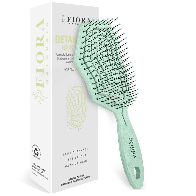 Fiora Naturals Hair Detangling Brush -100% Bio-Friendly Hair Detangler Brush w/Ultra-soft Bristles- Glide Through Tangles with Ease - For Curly, Fine, Women, Men, Kids, Toddlers, Wet and Dry Hair