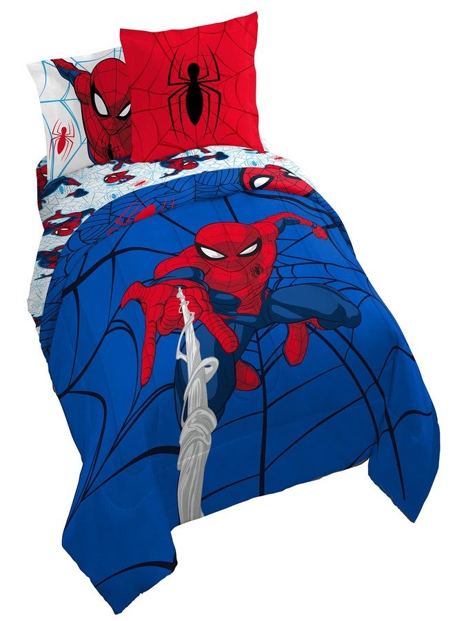 Jay Franco Marvel Spiderman Webtastic 7 Piece Queen Size Bed Set - Includes Reversible Comforter & Sheet Set - Super Soft Kids Bedding Fade Resistant Microfiber (Official Marvel Product) - Image 1
