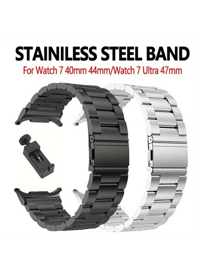Stainless Steel Watch Band Quick Release For Galaxy Watch 7 44mm Transparent Silvery - Image 2
