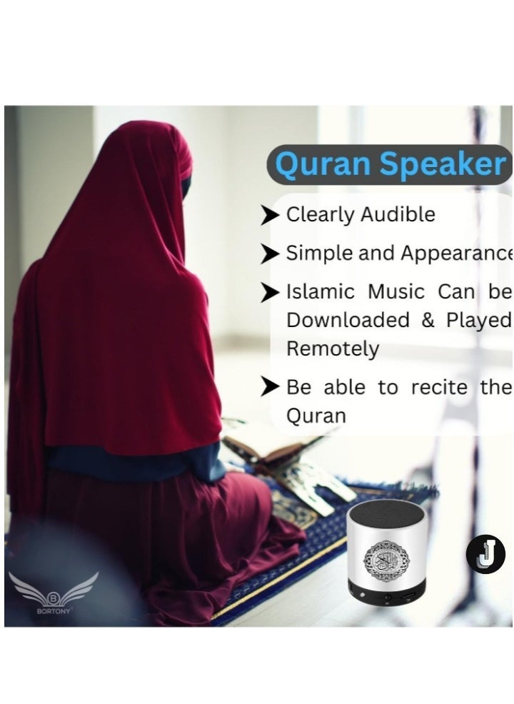 JAJEEK "SQ200 Portable Bluetooth Quran Speaker – 8GB MP3 Player with Remote, FM Radio, and Quran Translation (Silver)" - Image 2