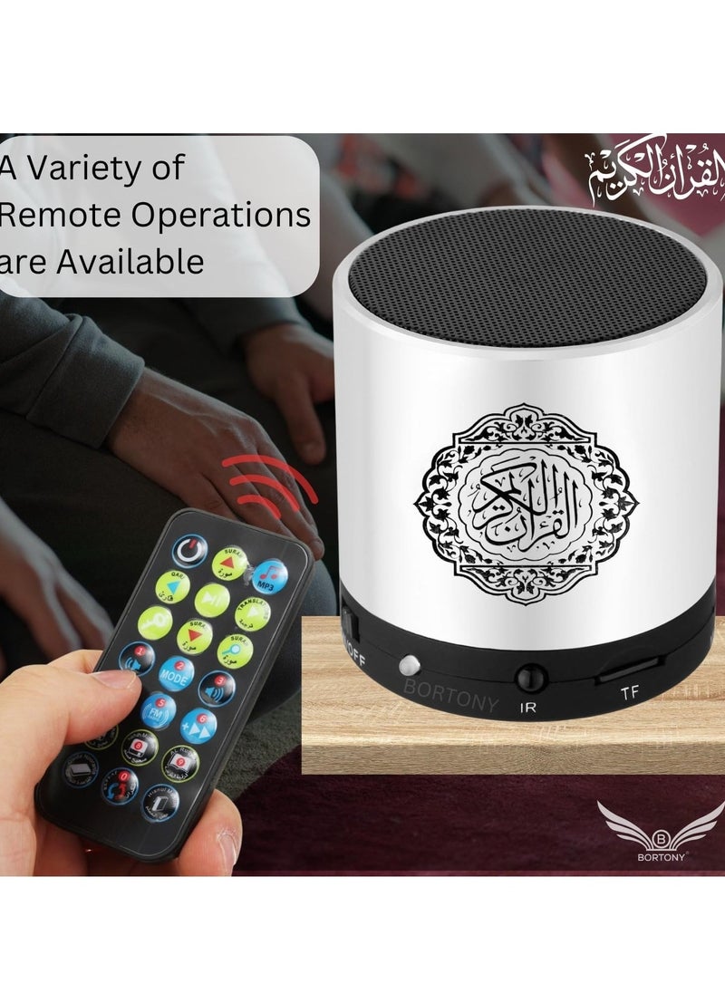 JAJEEK "SQ200 Portable Bluetooth Quran Speaker – 8GB MP3 Player with Remote, FM Radio, and Quran Translation (Silver)" - Image 5