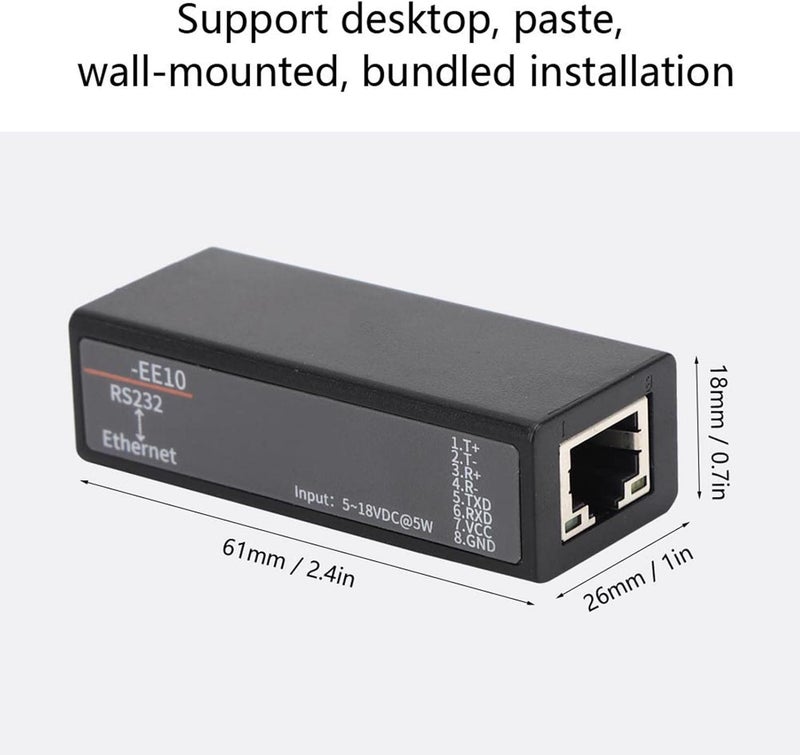 Serial to Ethernet DTU Communication Module, RS232 Serial Server, 5-36VDC Power - Secure Data Transmission, Web Configurable, Industrial Networking Device - Image 2