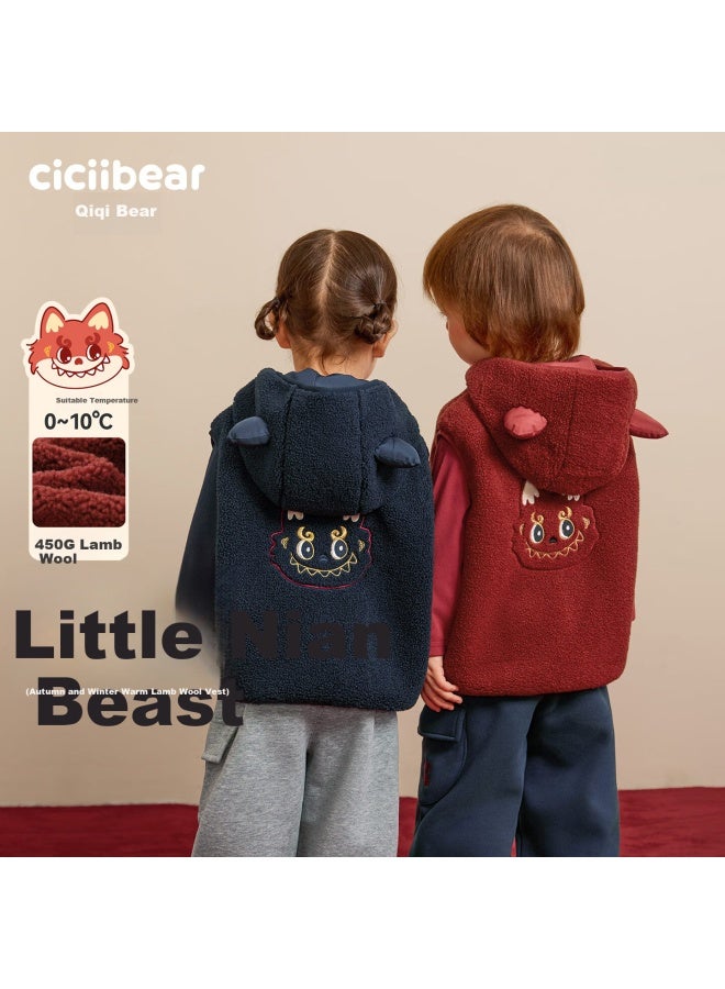 ciciibear سي سي دب [وحش رأس السنة الصغيرة 450 جرام من صوف الحمل] سترة بيبي قيق قيق دب للأولاد خريف شتاء جاكيت صوف للبنات إصدار رأس السنة - Image 1
