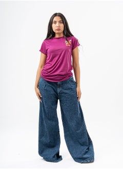 Arafa Purple basic Cotton Women T-shirt Regular fit 