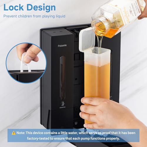Pobamle Shampoo and Conditioner Dispenser - Shower Soap Dispenser Wall Mounted No Drill - Shampoo Conditioner Body Wash Dispenser 3 Chamber - Easy Install for Bathroom Hotel Black 1200ml - Image 5