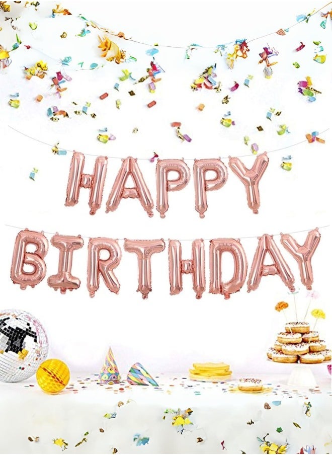 INSX HAPPY BIRTHDAY Balloon Set - 16 Inch Letter Balloons with Straw and Ribbon - Easy to Inflate and Hang - Durable and Reusable - Perfect for Birthday Party Decorations (Rose Gold Color) - Image 3