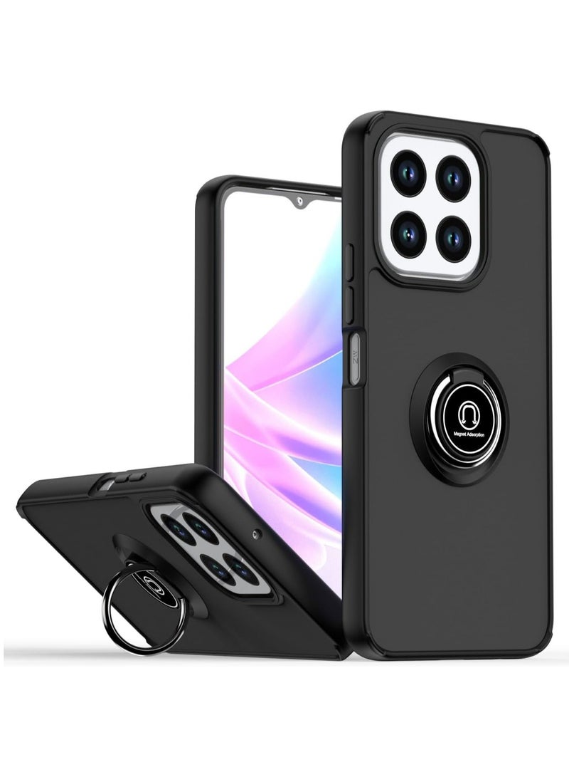 Phone Case Cover for Honor X6b 4G, 360°Rotating Kickstand Ring + Support Magnetic Car Mount + Slim Thin PC&TPU Shockproof Mobile Phone Case For Honor X6b 4G, Black