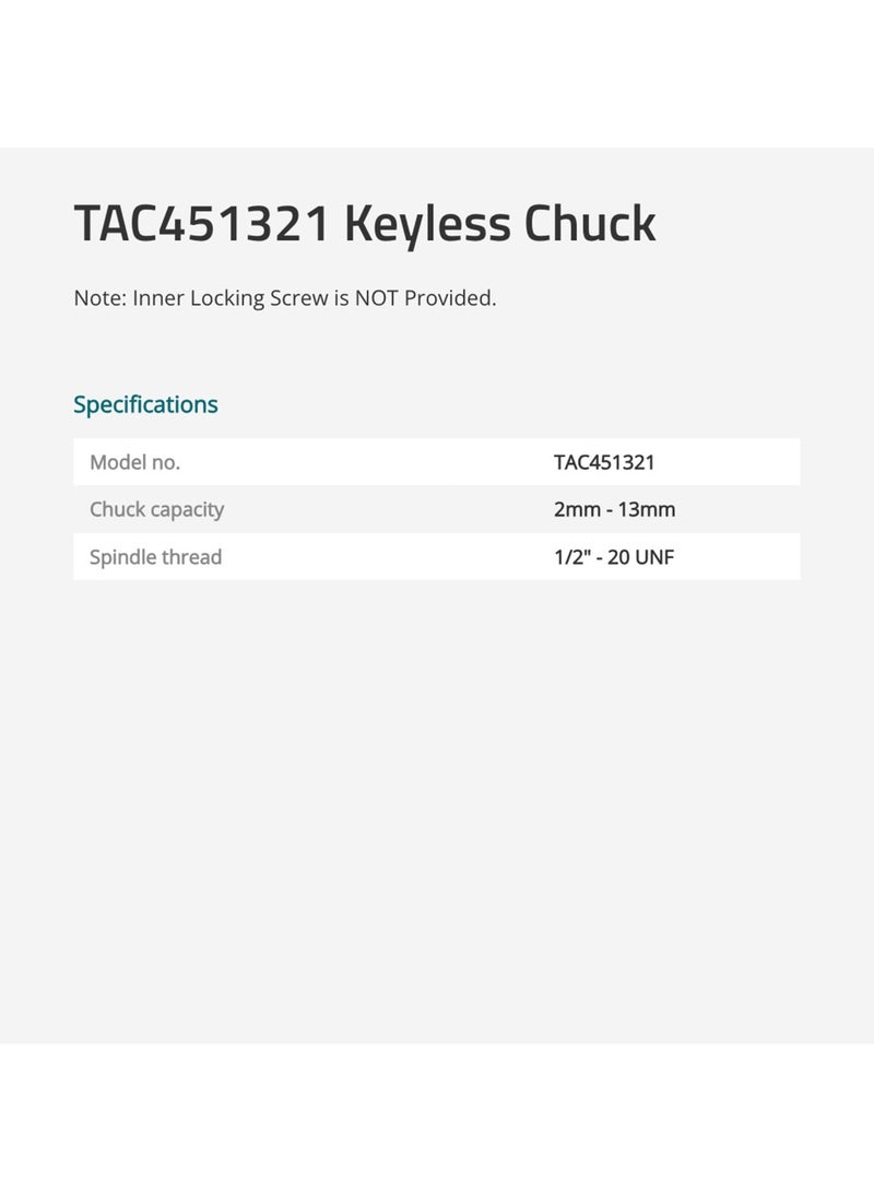 TOTAL Keyless Chuck 2mm-13mm TAC451321 - Image 4