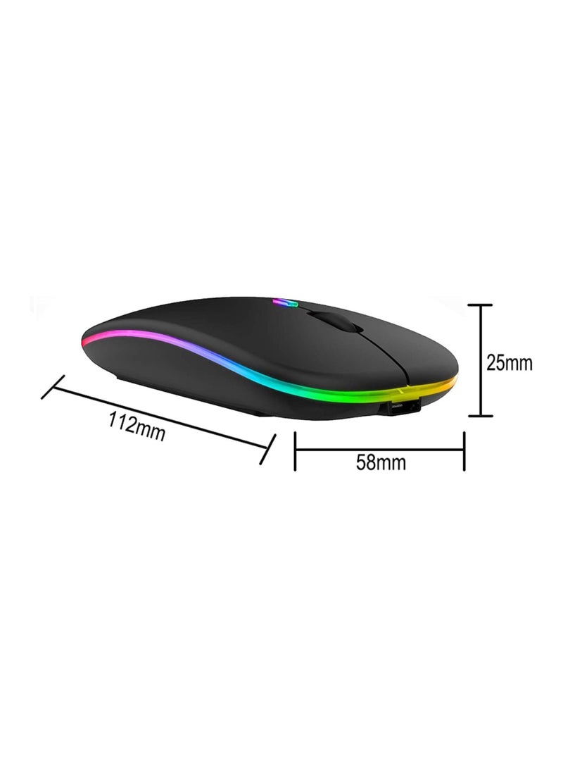 Yakiter Wireless Gaming Mouse, LED Slim Dual Mode (Bluetooth 5.1 + USB) 2.4GHz Rechargeable Silent Bluetooth Wireless Mouse, Computer Mice with USB... - Image 1