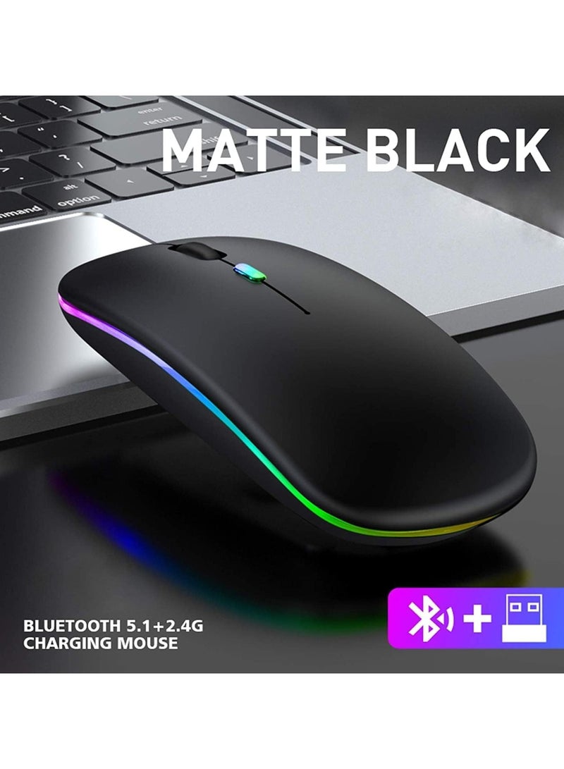 Yakiter Wireless Gaming Mouse, LED Slim Dual Mode (Bluetooth 5.1 + USB) 2.4GHz Rechargeable Silent Bluetooth Wireless Mouse, Computer Mice with USB... - Image 4