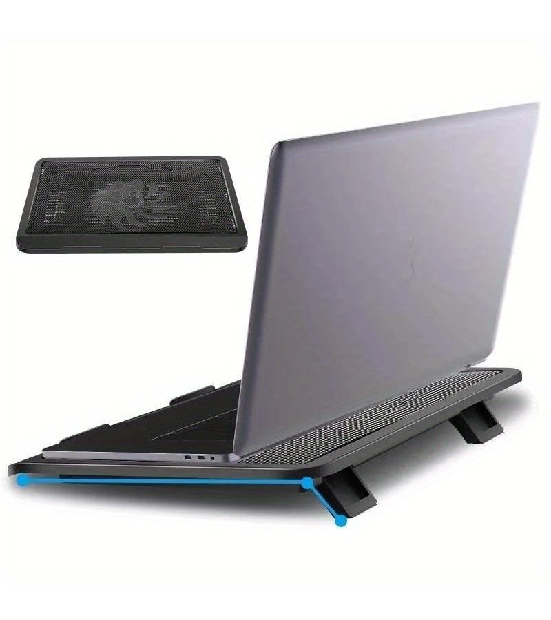 وسادة تبريد لاب توب سوداء صامتة مع مراوح كبيرة ومنفذ USB - Image 2