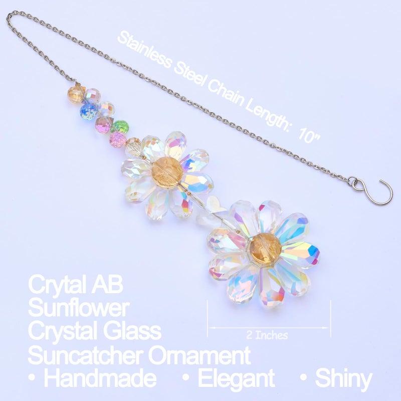 Pedobo Crystal Flower Suncatcher Hanging Ornament, Rainbow Maker Window Sun Catcher Indoor Outdoor Patio Garden Decor (Crystal AB) - Image 2