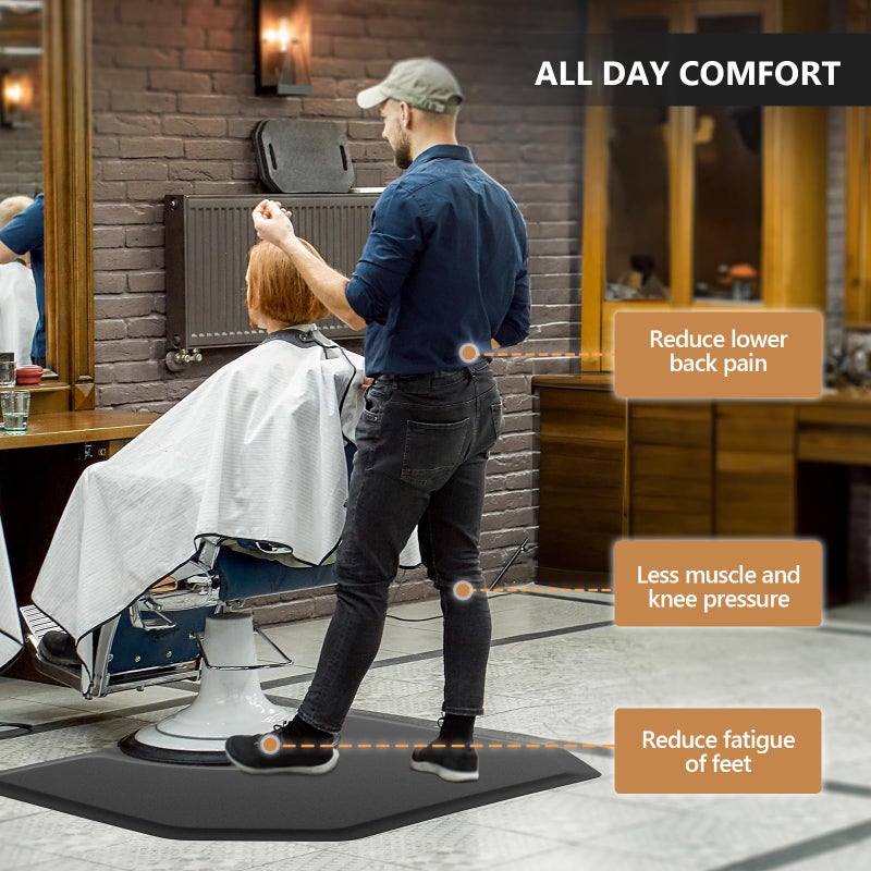 OmySalon Salon Mat for Hair Stylist 3â€™x5â€™x5/8'' Anti Fatigue Barber Floor Mat with Round Base, Salon Chair Mat for Hairdresser Standing, Barbershop Beauty Spa Styling Shampoo Equipment - Image 2