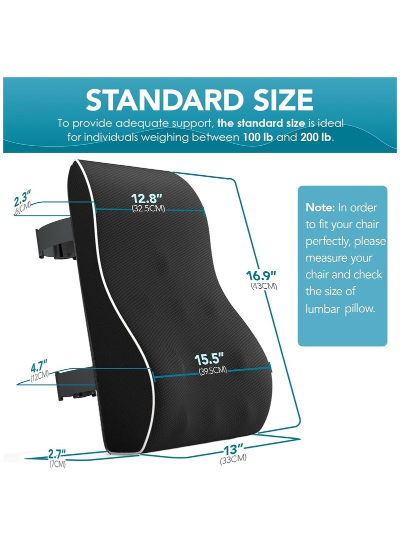 NNEWVANTE Lumbar Support Pillow for Office Chair Back Support Pillow for Car, Computer, Gaming Chair Memory Foam Back Cushion for Back Pain Relief Improve Posture, Mesh Cover Double Adjustable Straps  - Image 5