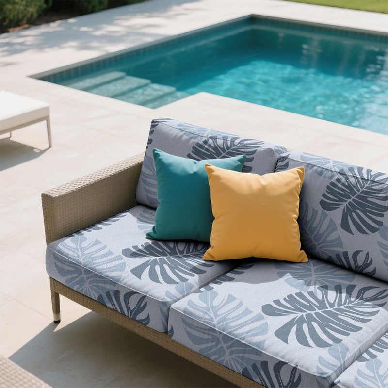 pickyNproud 8Pcs Patio Cushion Covers Stretch Outdoor Couch Cushions Slipcovers Replacement Washable Furniture Protector with Elastic Bottom Sofa Chair Seat Cover, Gray Leaves - Image 4