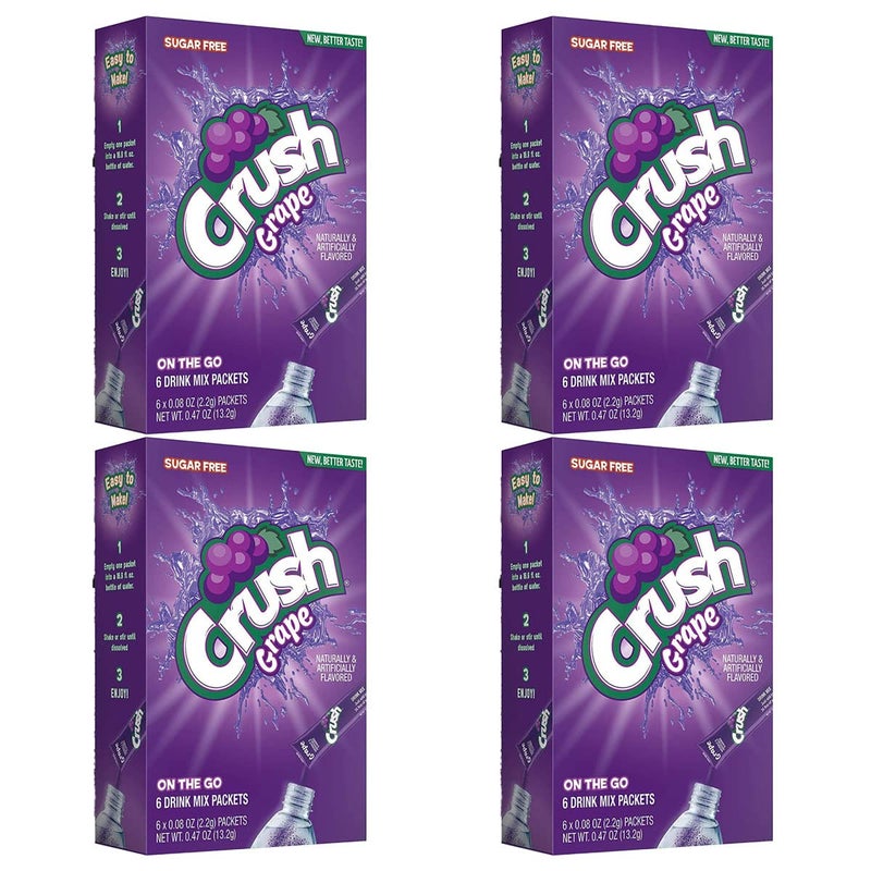 Crush Grape Sugar-Free Powdered Drink Mix 4 Count of 6 packets each for Total 24 Sticks bundle packaged by D'Elite Box - Image 2