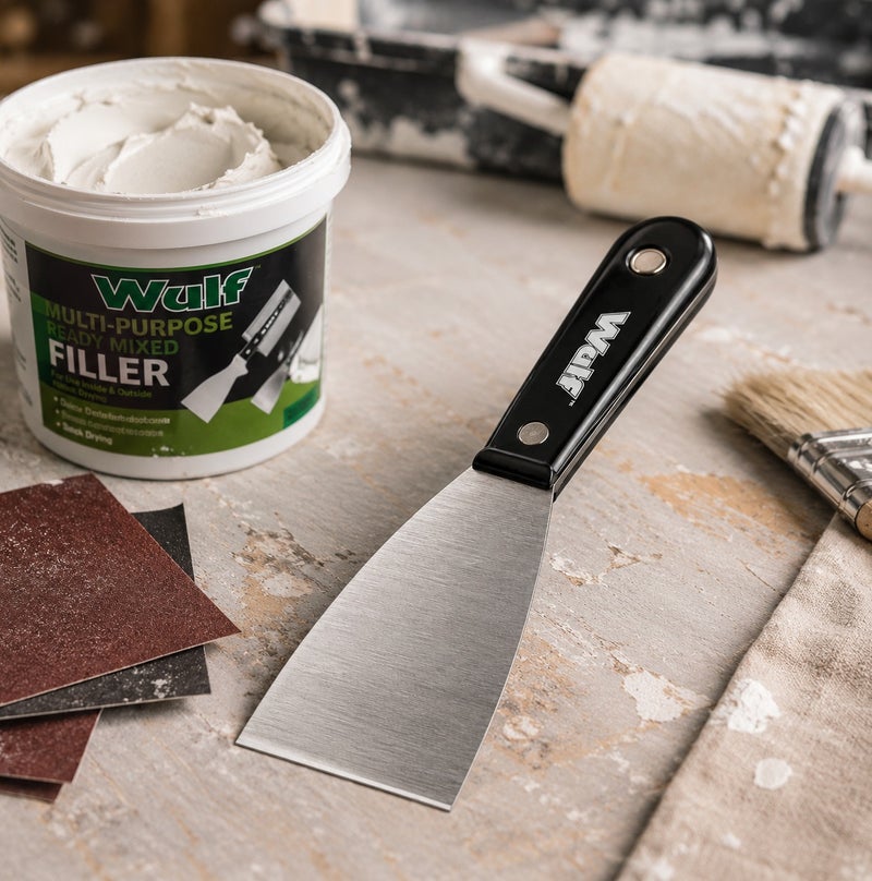 Wulf 2-Inch Stainless Steel Putty Knife Scraper Professional Rust Resistant Wall Paint Scraper with Heavy Duty Riveted Handle for Drywall Spackling Patching Painting and Surface Scraping Tool - Image 4