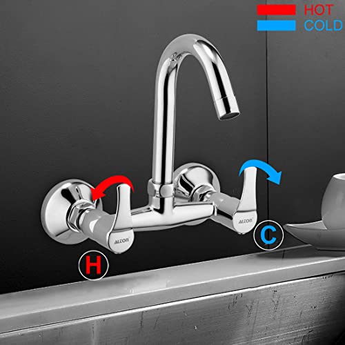 ALTON ESA9270 Brass Sink Mixer with Swinging Spout, Silver, Chrome Finish - Image 2