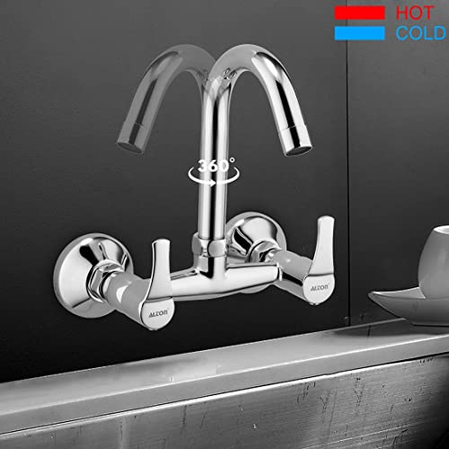 ALTON ESA9270 Brass Sink Mixer with Swinging Spout, Silver, Chrome Finish - Image 3