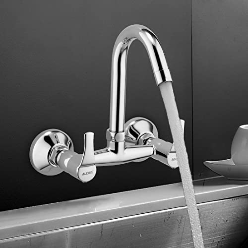 ALTON ESA9270 Brass Sink Mixer with Swinging Spout, Silver, Chrome Finish - Image 4