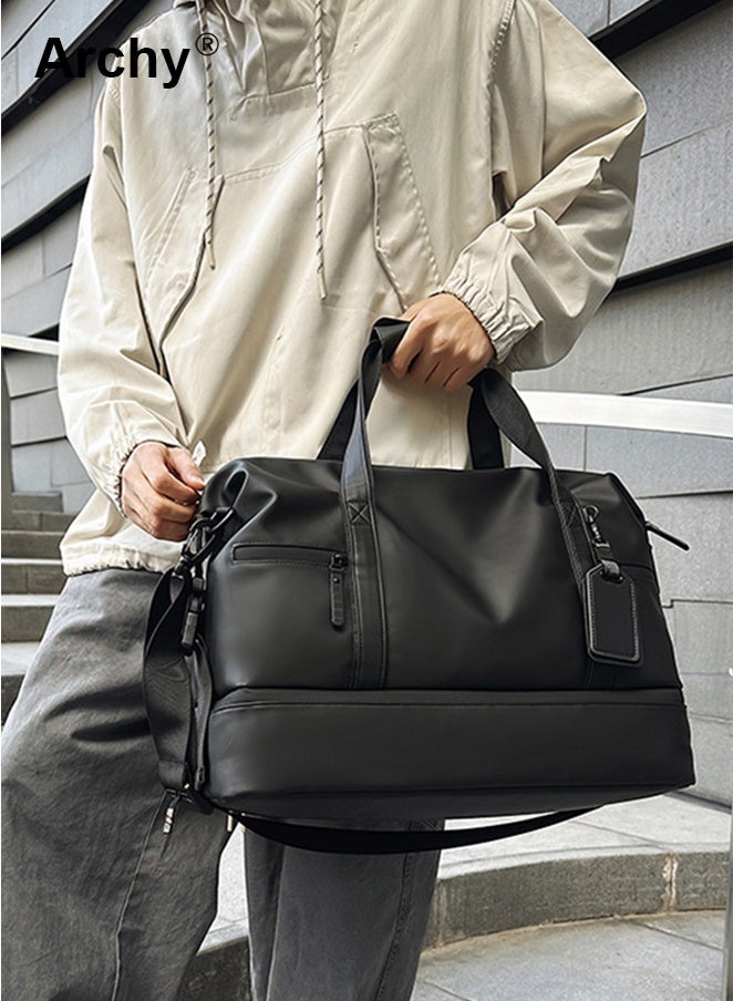 أرشي حقيبة سفر كبيرة للرجال - حقيبة رياضية متعددة الاستخدامات | جيب منفصل للأحذية، فاصل للأحذية الجافة والرطبة، حجم مناسب للحمل باليد | حقيبة كتف/يد للسفر والتنقل - Image 4