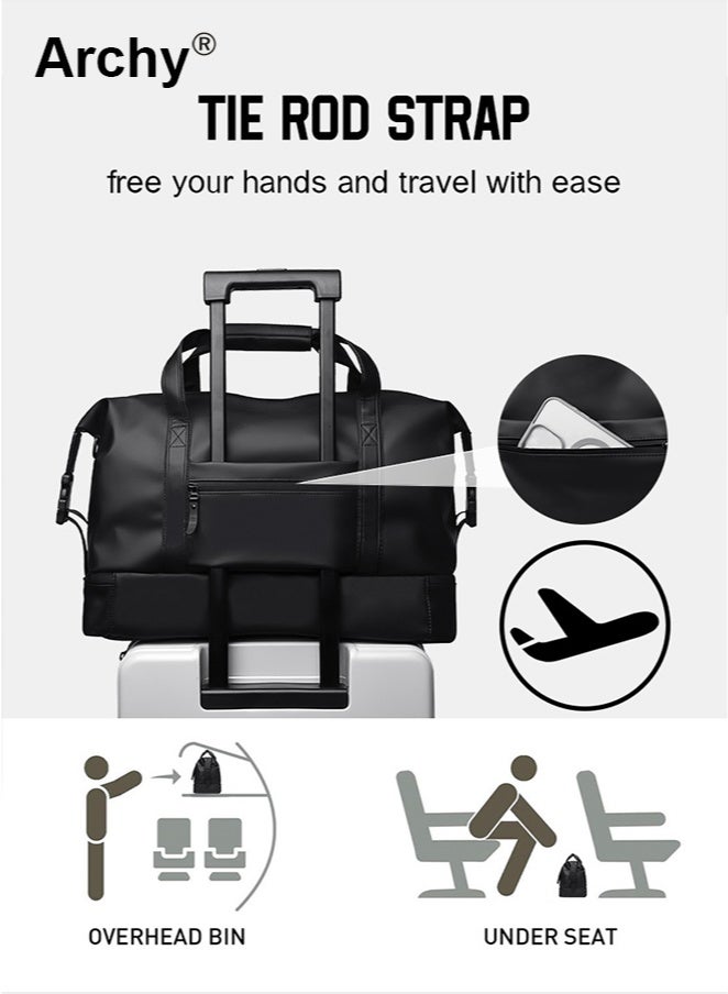 أرشي حقيبة سفر كبيرة للرجال - حقيبة رياضية متعددة الاستخدامات | جيب منفصل للأحذية، فاصل للأحذية الجافة والرطبة، حجم مناسب للحمل باليد | حقيبة كتف/يد للسفر والتنقل - Image 2