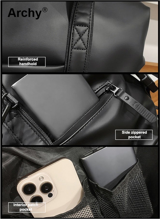 أرشي حقيبة سفر كبيرة للرجال - حقيبة رياضية متعددة الاستخدامات | جيب منفصل للأحذية، فاصل للأحذية الجافة والرطبة، حجم مناسب للحمل باليد | حقيبة كتف/يد للسفر والتنقل - Image 5