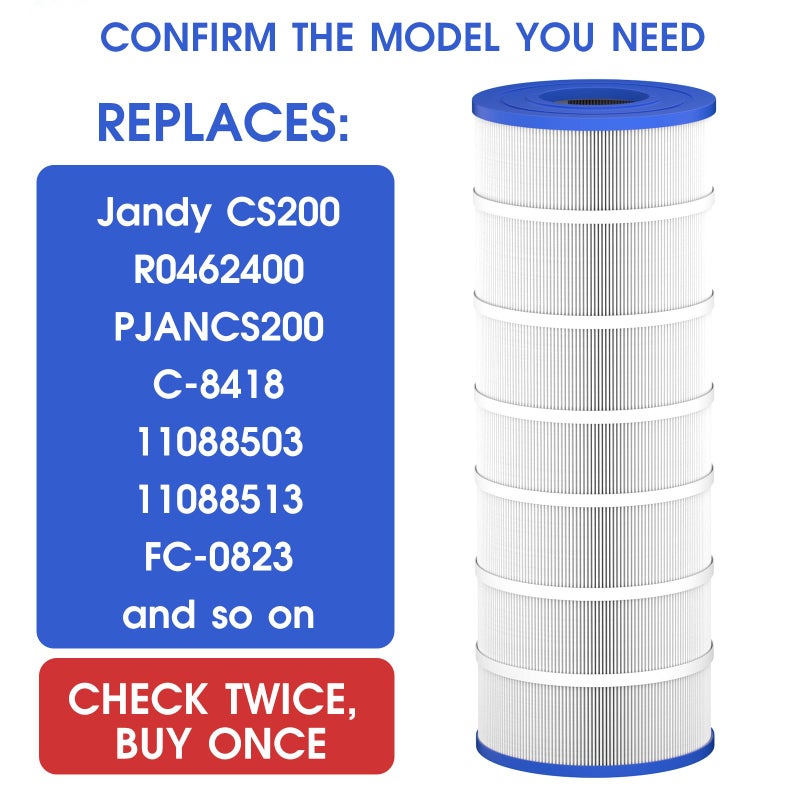 TidyMister فيلتر بركة مائي متقدم TidyMister Cartridge TM-8418 متوافق مع Jandy CS200، R0462400، PJANCS200، C-8418، 11088503، 11088513، FC-0823، 200 قدم مربع، 1 عبوة - Image 4