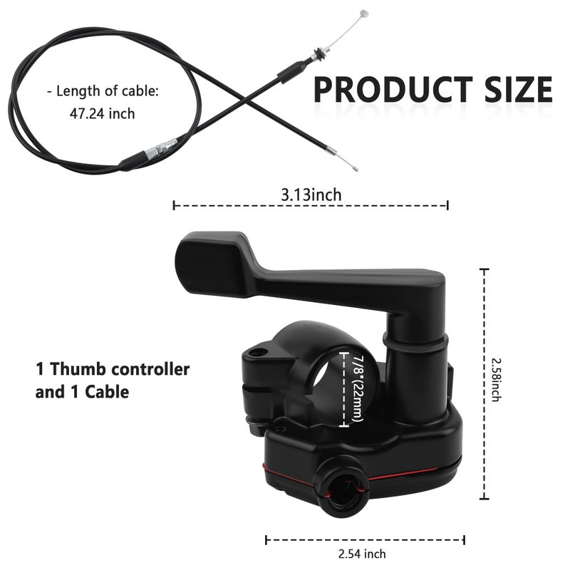 Stacool 7/8'' 22mm Thumb Throttle Kit with Throttle Cable,Aluminum Motorcycle/Mini Bike Throttle Cable Replacement,Universal Motorcycle Accessories for 50-250cc ATV Bike - Image 2
