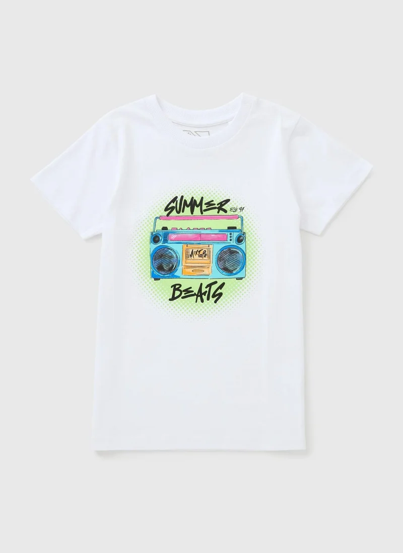 ماتلان Boys White Summer Beats T-Shirt