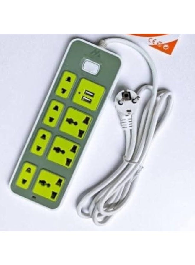 Power Strip Extension with 4 Power Outlets, 2 USB Ports, 3 Triple Eyelets with 2 Meter Cord