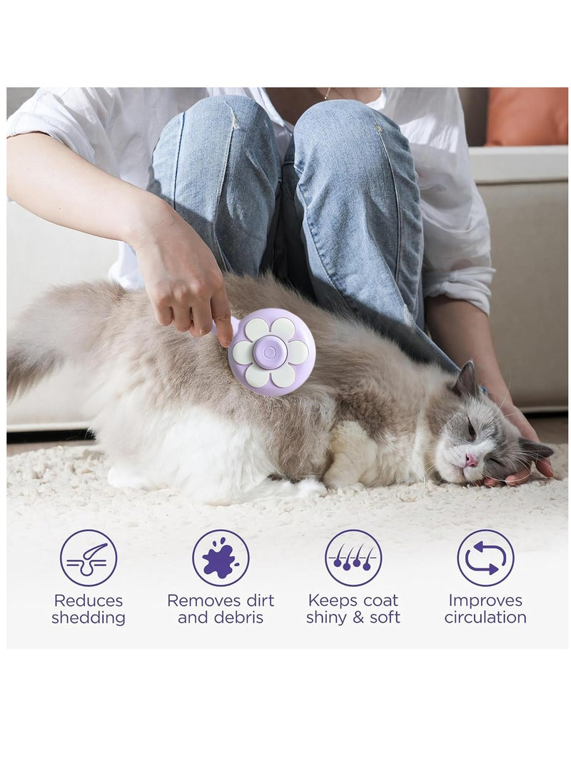 Excefore Cat Brush for Shedding,Pet Grooming Self Cleaning Slicker Brush,Removes Mats,Tangles and Loose Hair,Shedding Brush for Short or Long Haired Cats Dogs, Purple - Image 3