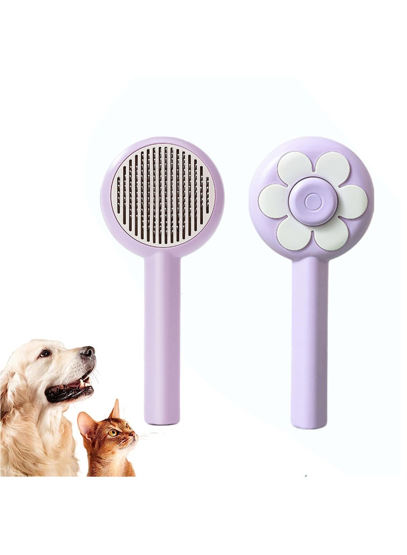 Excefore Cat Brush for Shedding,Pet Grooming Self Cleaning Slicker Brush,Removes Mats,Tangles and Loose Hair,Shedding Brush for Short or Long Haired Cats Dogs, Purple - Image 1