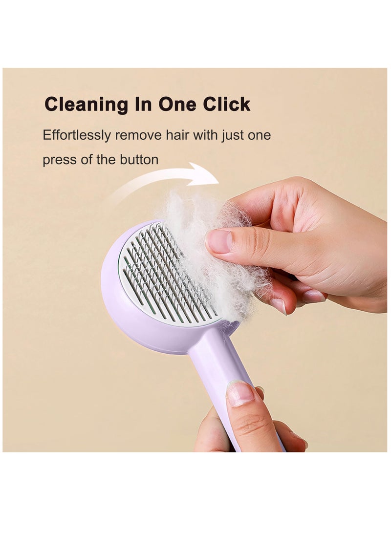Excefore Cat Brush for Shedding,Pet Grooming Self Cleaning Slicker Brush,Removes Mats,Tangles and Loose Hair,Shedding Brush for Short or Long Haired Cats Dogs, Purple - Image 4