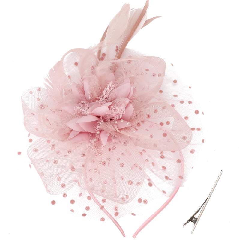 DRESHOW Fascinators Hat Feather Headband Women's Fascinators Tea Party Headwear with Clip Derby Hat for Girls & Women - Image 1