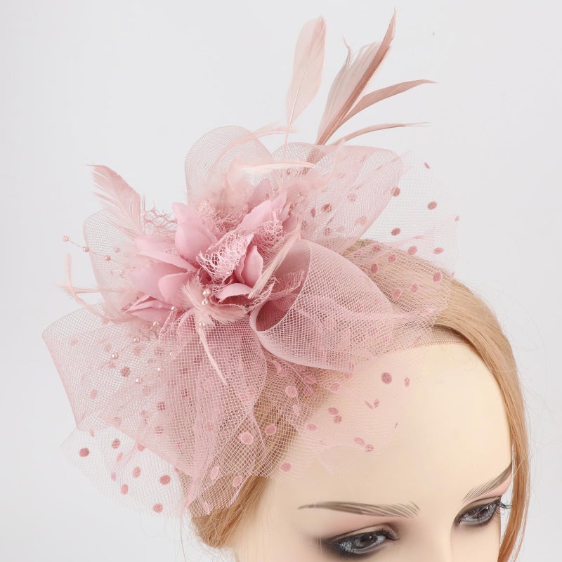 DRESHOW Fascinators Hat Feather Headband Women's Fascinators Tea Party Headwear with Clip Derby Hat for Girls & Women - Image 2